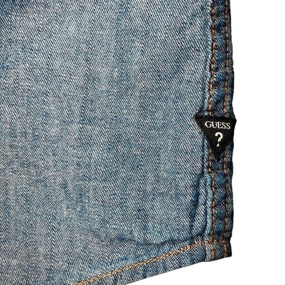 Guess Regular Fit Two Toned Chambray Long Sleeve in Blues Men’s XL - Picture 4 of 8